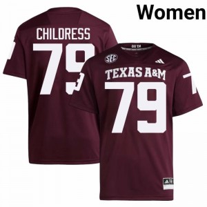 Maroon Ray Childress #79 12th Man Legacy Edition Football Women College Durable-Stitched SEC Jersey 57211018