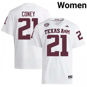 TAMU SEC #21 Ray Coney Women NCAA Football White Game Day Sewn Jersey 26380619