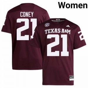 Aggies Maroon #21 Ray Coney Women Authentic SEC College Pro-Stitched Football Jersey 79928329