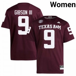 #9 Rickey Gibson III Texas A&M SEC Football College Embroidered Numbers Jersey (Women, Maroon) 56398190