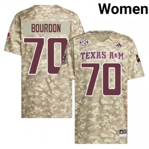 Aggies Beige #70 Robert Bourdon Women Authentic SEC Player Pro-Stitched Football Jersey 83997192
