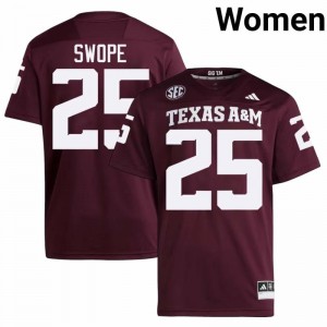 Maroon Ryan Swope #25 12th Man Legacy Edition Football Women University Durable-Stitched SEC Jersey 26588858