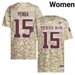 Sam M'Pemba Women Licensed #15 Texas A&M SEC Beige Football University High-Quality Jersey 43040095