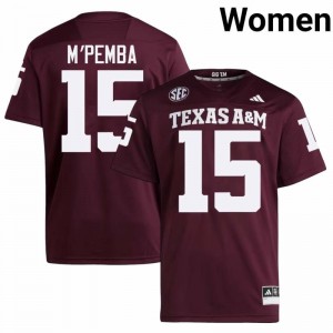 Sam M'Pemba Women Licensed #15 Texas A&M SEC Maroon Football University High-Quality Jersey 31817883