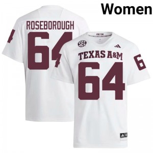 #64 Sam Roseborough Texas A&M SEC Football College Embroidered Numbers Jersey (Women, White) 68245981
