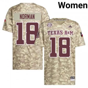 Aggies Beige #18 TK Norman Women Authentic SEC College Pro-Stitched Football Jersey 17453707