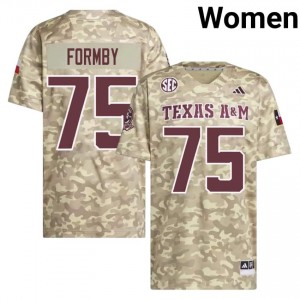 Women Wilkin Formby Aggies Pride #75 Beige SEC Sewn NCAA Football Jersey 42038620