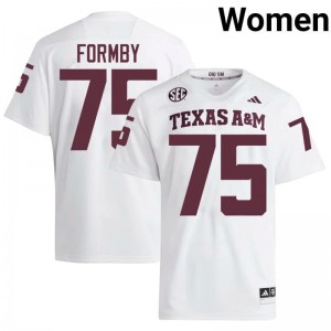 White Wilkin Formby #75 12th Man Legacy Edition Football Women High School Durable-Stitched SEC Jersey 59807165