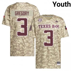 Aggies Beige #3 Aaron Gregory Youth Authentic SEC Player Pro-Stitched Football Jersey 17961665