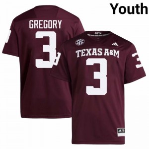#3 Aaron Gregory Texas A&M SEC Football High School Embroidered Numbers Jersey (Youth, Maroon) 75384306