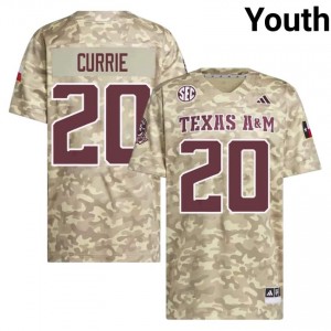 Youth Adonyss Currie Aggies Pride #20 Beige SEC Sewn High School Football Jersey 19328301