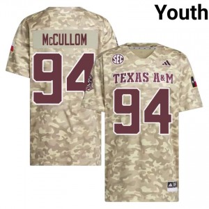 #94 Angelo McCullom Texas A&M SEC Football Player Embroidered Numbers Jersey (Youth, Beige) 34952428