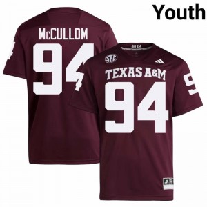 Aggies Maroon #94 Angelo McCullom Youth Authentic SEC Player Pro-Stitched Football Jersey 82818729