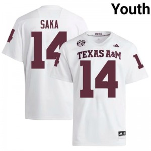 Youth Anto Saka Aggies Pride #14 White SEC Sewn University Football Jersey 65790372