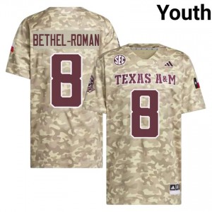 Aggies Beige #8 Ashton Bethel-Roman Youth Authentic SEC High School Pro-Stitched Football Jersey 98537705