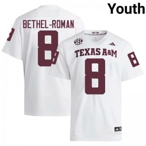 Aggies White #8 Ashton Bethel-Roman Youth Authentic SEC College Pro-Stitched Football Jersey 86780389