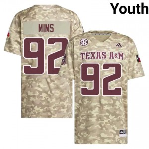TAMU SEC #92 CJ Mims Youth College Football Beige Game Day Sewn Jersey 68019583