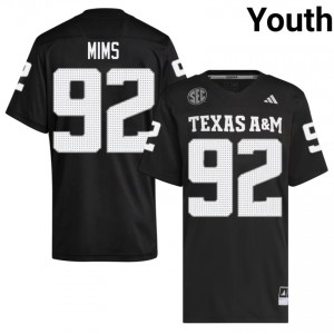 Aggies Black #92 CJ Mims Youth Authentic SEC Player Pro-Stitched Football Jersey 86360147
