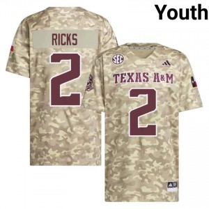 TAMU SEC #2 Dezz Ricks Youth College Football Beige Game Day Sewn Jersey 31002540