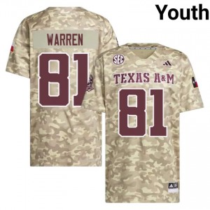 TAMU SEC #81 Jayden Warren Youth University Football Beige Game Day Sewn Jersey 33603637
