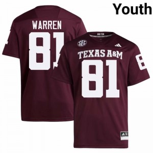 Maroon Jayden Warren #81 12th Man Legacy Edition Football Youth University Durable-Stitched SEC Jersey 26797329