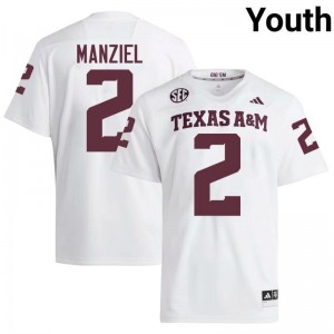 TAMU SEC #2 Johnny Manziel Youth High School Football White Game Day Sewn Jersey 64599205