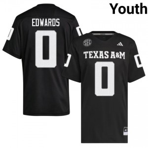 Genuine KJ Edwards Texas A&M Aggies #0 Black Youth Player SEC High-Performance Football Jersey 86543256