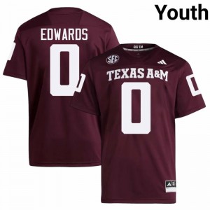 Genuine KJ Edwards Texas A&M Aggies #0 Maroon Youth NCAA SEC High-Performance Football Jersey 16714020