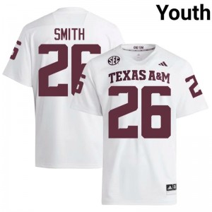 #26 Kevin Smith Texas A&M SEC Football College Embroidered Numbers Jersey (Youth, White) 26006883