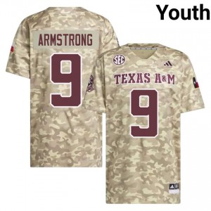 Aggies Beige #9 Kiotti Armstrong Youth Authentic SEC NCAA Pro-Stitched Football Jersey 76058147