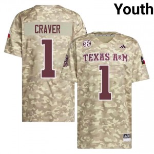 Youth Mario Craver Aggies Pride #1 Beige SEC Sewn University Football Jersey 37539045