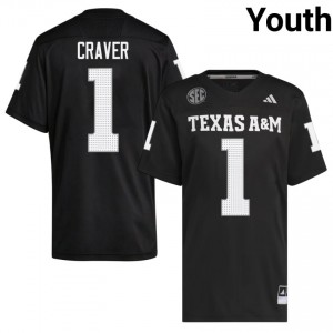 #1 Mario Craver Texas A&M SEC Football NCAA Embroidered Numbers Jersey (Youth, Black) 80885262
