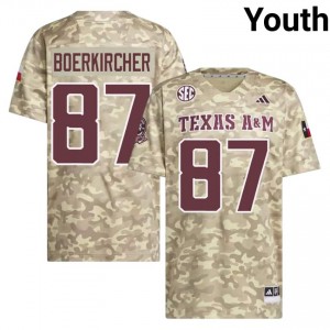 TAMU SEC #87 Nate Boerkircher Youth High School Football Beige Game Day Sewn Jersey 43005840