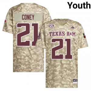 Beige Ray Coney #21 12th Man Legacy Edition Football Youth University Durable-Stitched SEC Jersey 71037627
