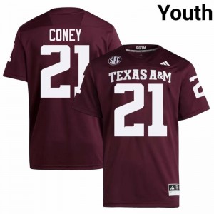 Ray Coney Youth Licensed #21 Texas A&M SEC Maroon Football High School High-Quality Jersey 34432555
