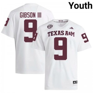TAMU SEC #9 Rickey Gibson III Youth Player Football White Game Day Sewn Jersey 10207457