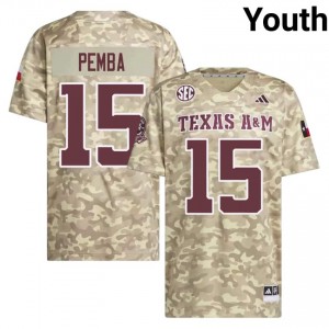 Youth Sam M'Pemba Aggies Pride #15 Beige SEC Sewn College Football Jersey 68756786