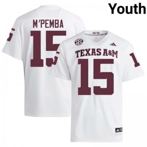White Sam M'Pemba #15 12th Man Legacy Edition Football Youth NCAA Durable-Stitched SEC Jersey 75353955