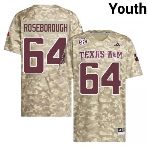 #64 Sam Roseborough Texas A&M SEC Football College Embroidered Numbers Jersey (Youth, Beige) 43523669