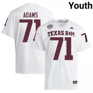 TAMU SEC #71 Tyree Adams Youth University Football White Game Day Sewn Jersey 56683403
