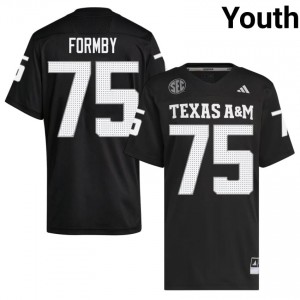 Aggies Black #75 Wilkin Formby Youth Authentic SEC High School Pro-Stitched Football Jersey 95629390