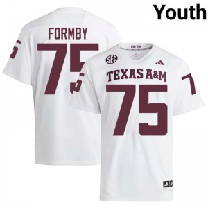 #75 Wilkin Formby Texas A&M SEC Football NCAA Embroidered Numbers Jersey (Youth, White) 37897122