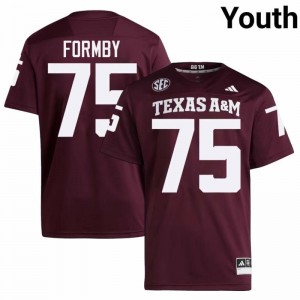 TAMU SEC #75 Wilkin Formby Youth College Football Maroon Game Day Sewn Jersey 22775375