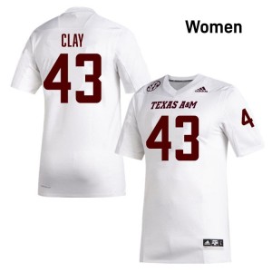 Zachary Clay Women Licensed #43 TAMU SEC White Football Player High-Quality Jersey 35141198